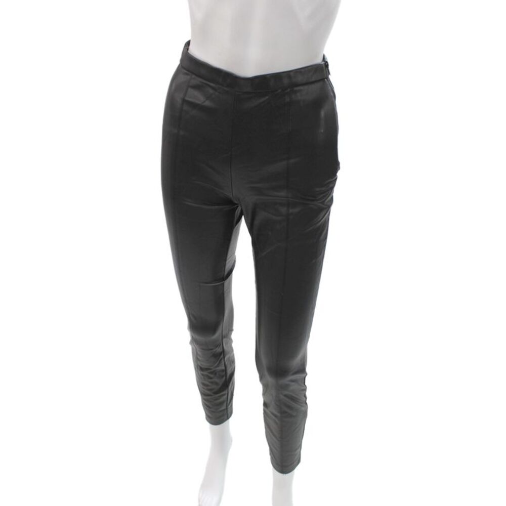 Zara Womens Biker Faux Leather Ankle Pants Black Zip Size XS